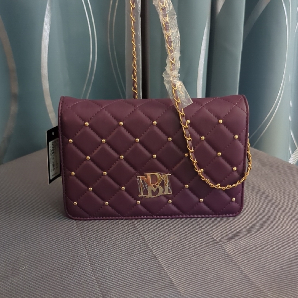 Badgley Mischka Purple Quilted Crossbody Bag